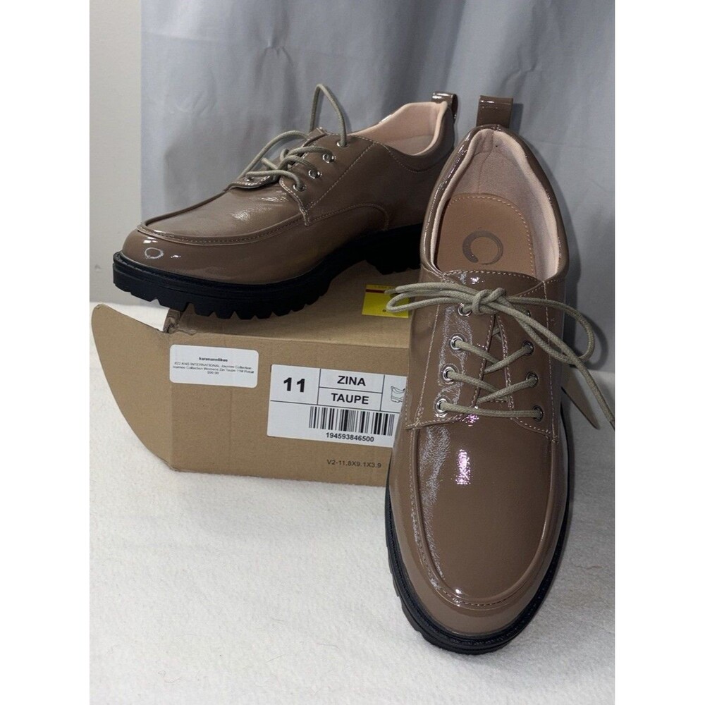 Journee Collection Zina Oxford Shoes Brown Patent Lace Up Women Size 11 Comfort - Picture 6 of 14